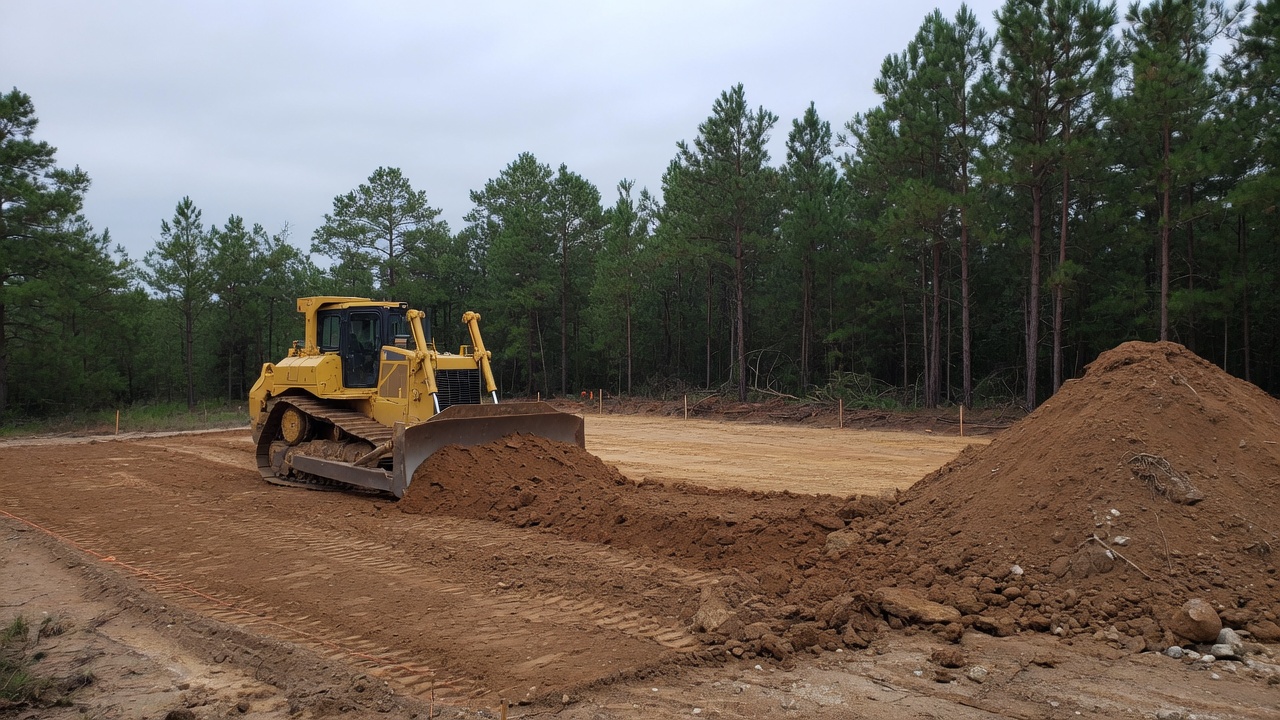 A finished dirt building pad