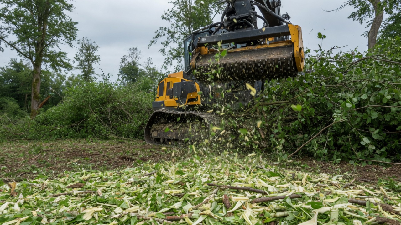 A forestry mulcher in the woods